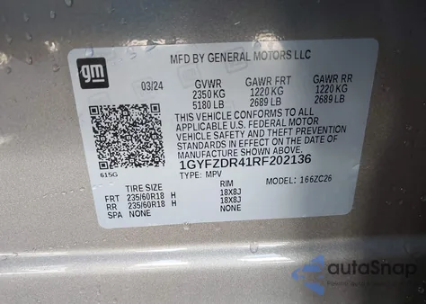 2024 Cadillac Xt4 Awd Premium Luxury из США, поврежденный, VIN 1GYFZDR41RF202136